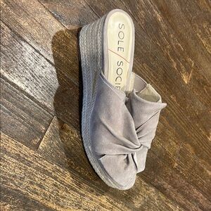 Sole Society Gray Espadrille Slip-On Shoes with Knot Detail